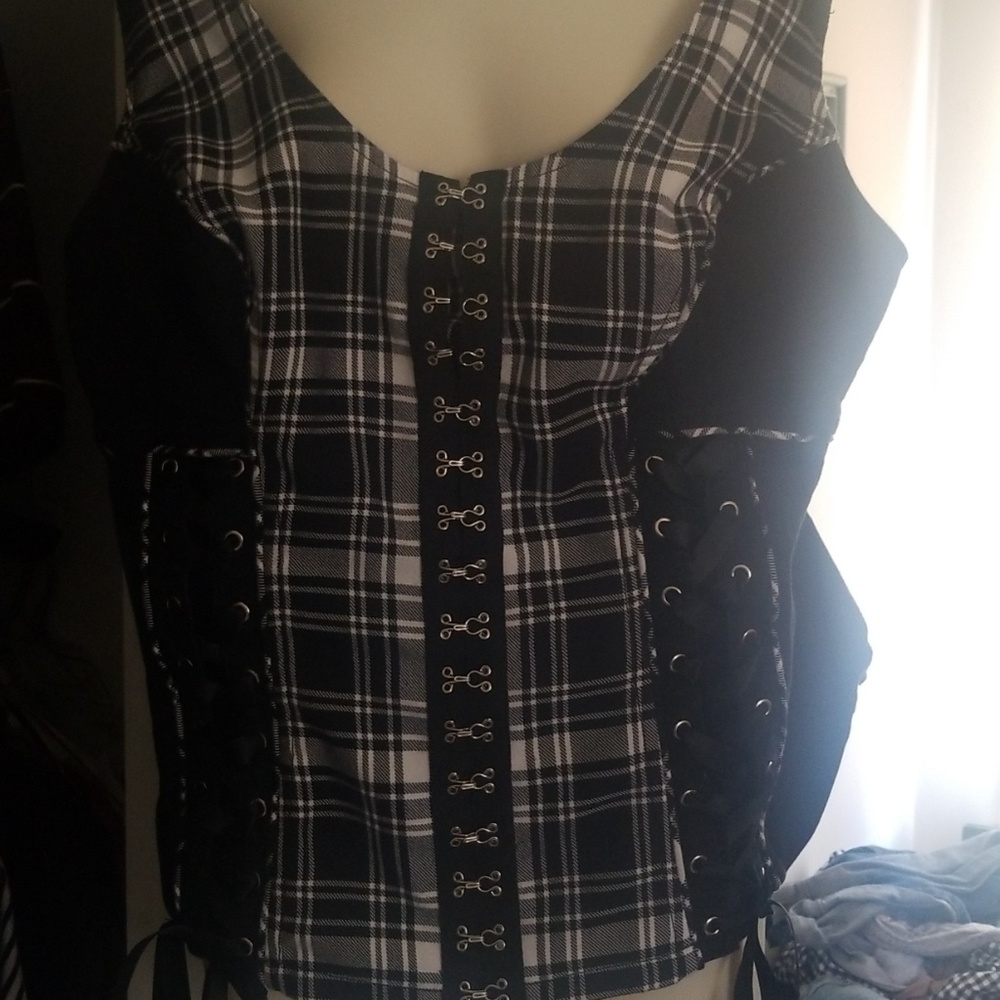 Black & White Torrid x Tripp NYC Corset-Tank
